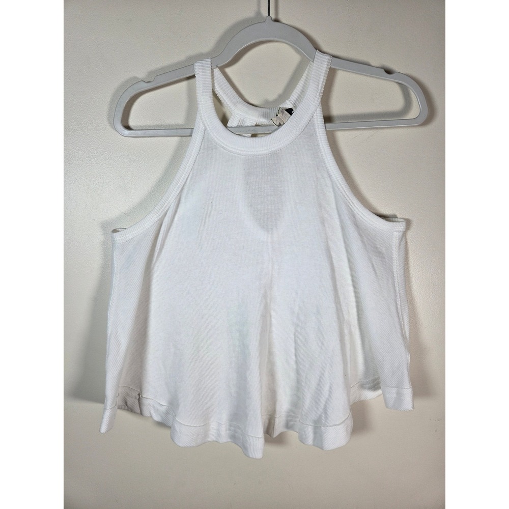 We The Free Tank Top Womens XS White Ribbed Keyhole Back Boho Casual Lightweight